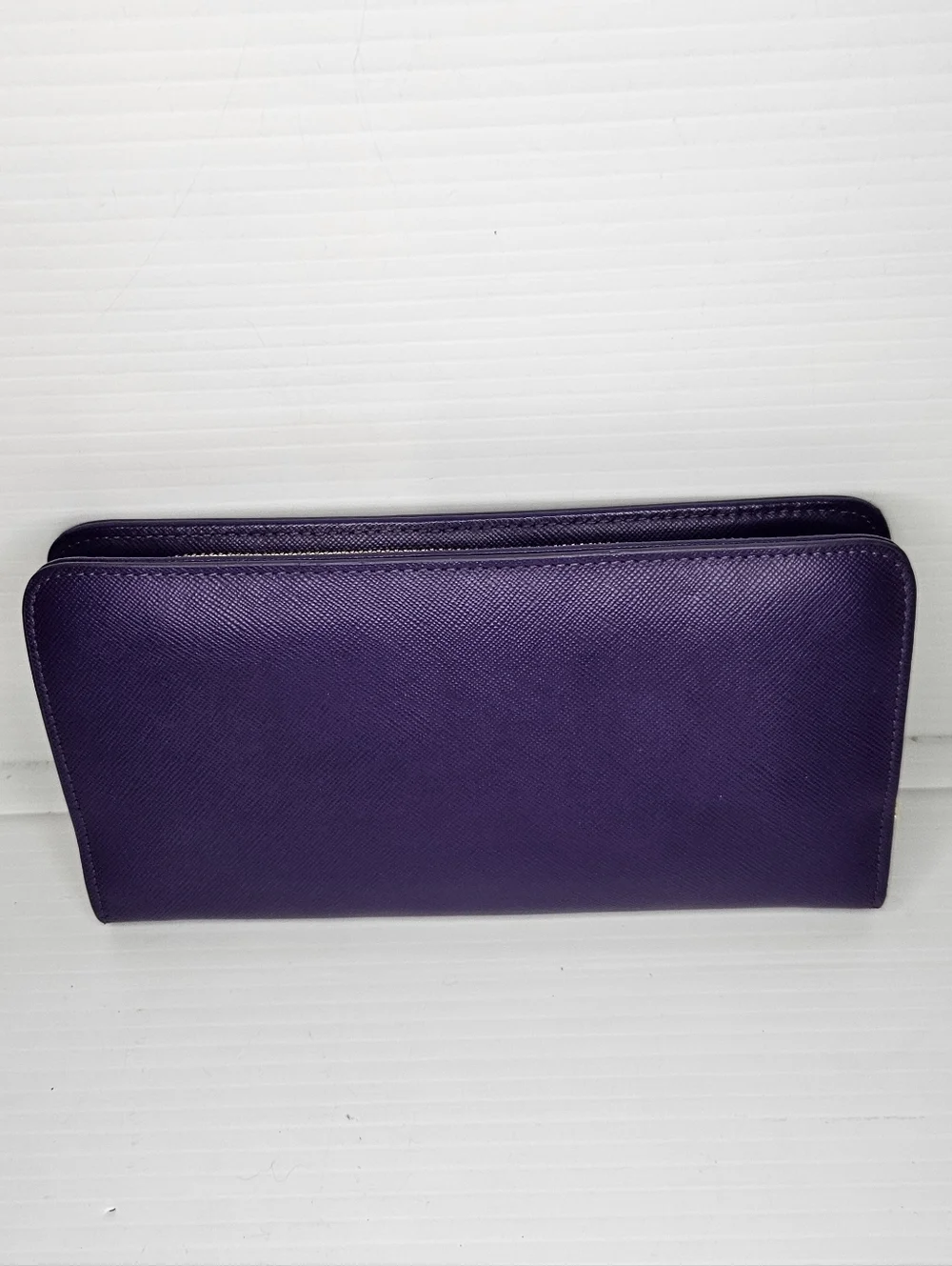 Tory Burch Robinson Zip Around Continental Wallet Large Purple Saffiano Leather